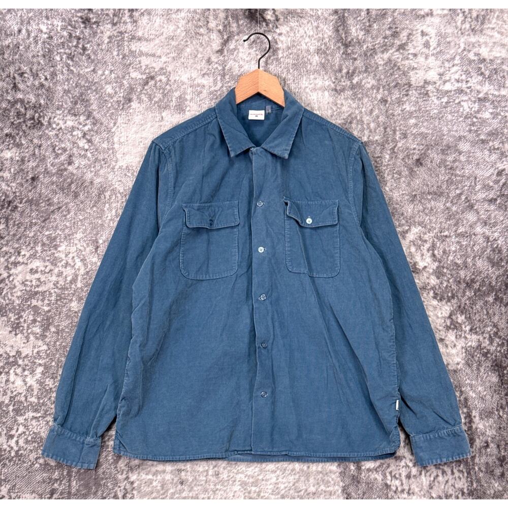 Birdwell Beach Britches Shirt Medium Mens Blue Corduroy Long Sleeve Button Down